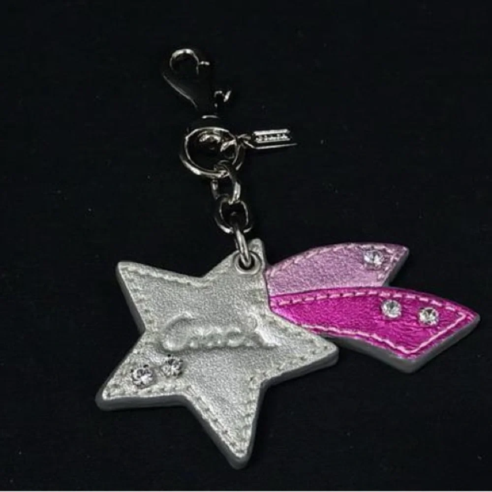 Coach Silver and Pink‎ Star Keychain